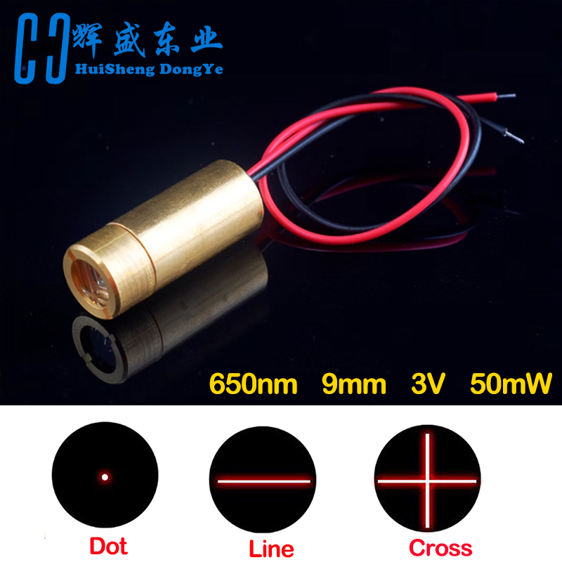 Industrial Laser Light - Laser head 650nm 9mm 3V 50mW