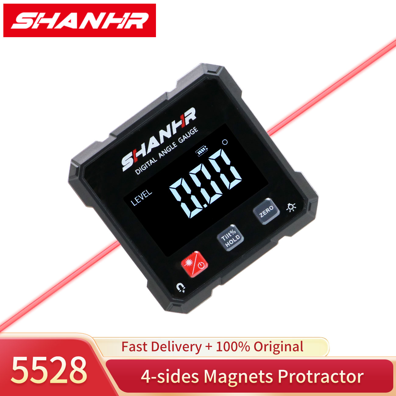 Industrial Laser Alignment - SHANHR Electronic Protractor 4-Side Magnetic Digital